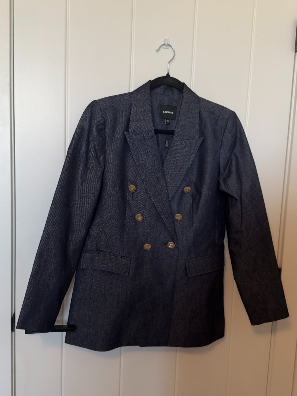 Express Double Breasted Boyfriend Blazer Gold Buttons Size Small NWT - Picture 2 of 7